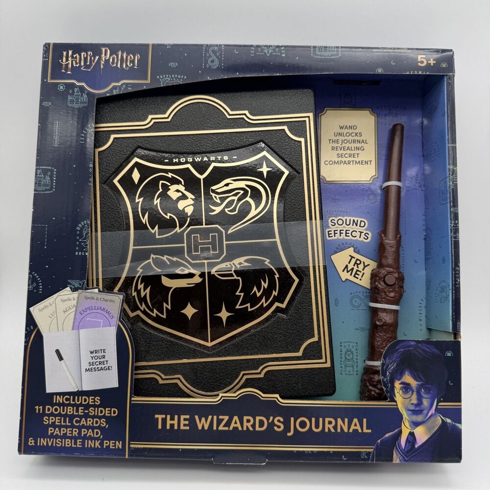 Harry Potter Toy Wizard's Journal Lights Sounds Spell Cards Invisible Pen Wand